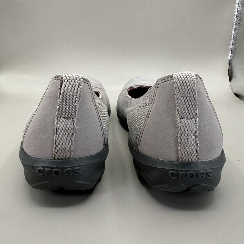 Crocs Womens Busy Day Ballet Wedge Heathered Light Grey Relaxed Fit Shoes Size 9 - Picture 6 of 9